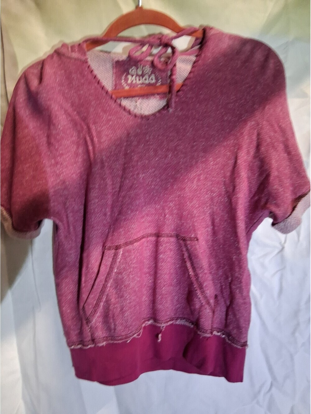 Mudd Pink Pullover Short Sleeve Hoodie Small 100% Cotton G2